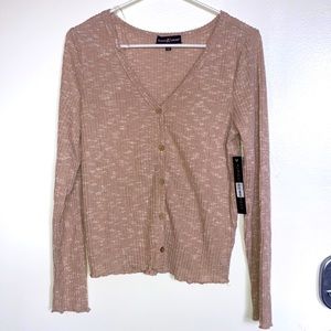 Beige Almost Famous Knit Cardigan